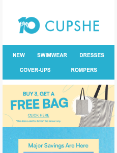 Cupshe - Get a Free Bag & 30-70% Off